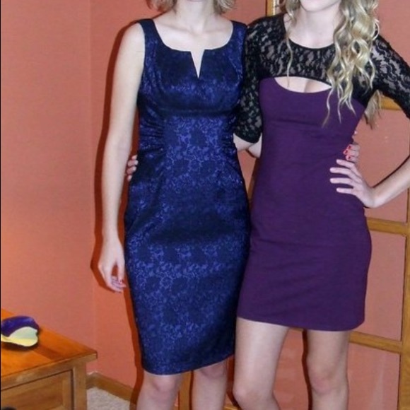 Adrianna Papell blue lace dress sz 2 - Picture 4 of 7